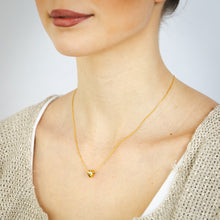 Load image into Gallery viewer, Sterling Silver Gold Plated Mini Puffed Heart Pendant On Chain