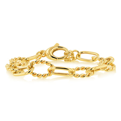 Sterling Silver Gold Plated Fancy Chunky Paperclip 19cm Bracelet