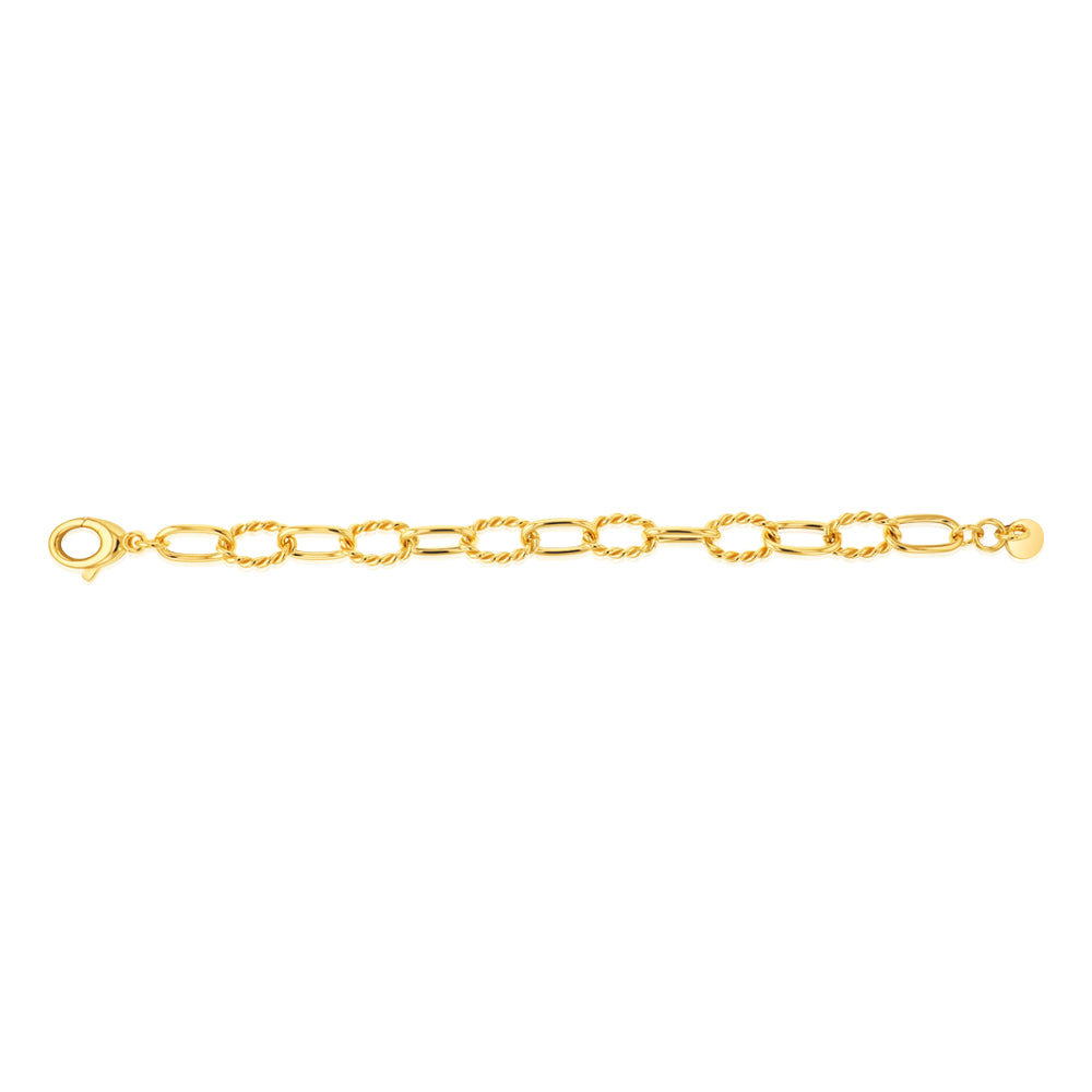 Sterling Silver Gold Plated Fancy Chunky Paperclip 19cm Bracelet
