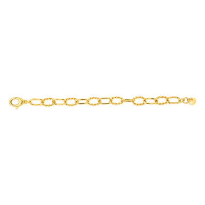 Sterling Silver Gold Plated Fancy Chunky Paperclip 19cm Bracelet