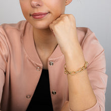 Load image into Gallery viewer, Sterling Silver Gold Plated Fancy Chunky Paperclip 19cm Bracelet