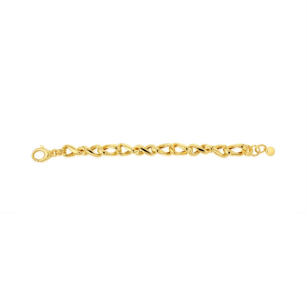 Sterling Silver Gold Plated Chunky Twisted 19cm Bracelet