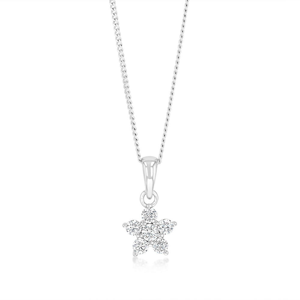 Sterling Silver Cubic Zirconia Flower Pendant
