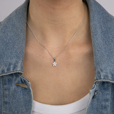 Sterling Silver Cubic Zirconia Flower Pendant