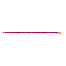 Load image into Gallery viewer, Sterling Silver Gold Plated 3mm Ruby Colored Cubic Zirconia 19cm Bracelet