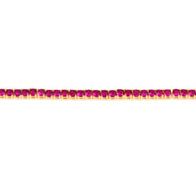 Load image into Gallery viewer, Sterling Silver Gold Plated 3mm Ruby Colored Cubic Zirconia 19cm Bracelet