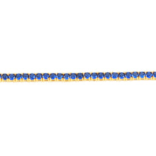 Load image into Gallery viewer, Sterling Silver Gold Plated 3mm Sapphire Blue Cubic Zirconia 19cm Bracelet