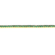Load image into Gallery viewer, Sterling Silver Gold Plated 3mm Emerald Green Color Cubic Zirconia 19cm Bracelet