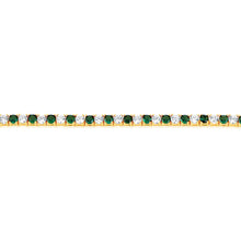 Load image into Gallery viewer, Sterling Silver Gold Plated 3mm White And Emerald Green Cubic Zirconia 19cm Bracelet
