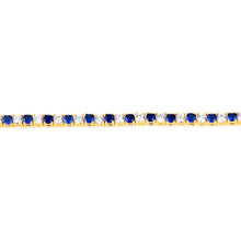 Load image into Gallery viewer, Sterling Silver Gold Plated 3mm White And Sapphire Blue Cubic Zirconia 19cm Bracelet