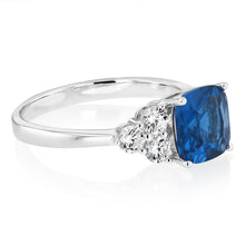 Load image into Gallery viewer, Sterling Silver Rhodium Plated White And Blue Cubic Zirconia Fancy Ring