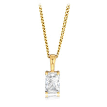 Load image into Gallery viewer, Sterling Silver Gold Plated Emerald Cut Cubic Zirconia Pendant