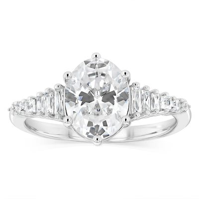 Sterling Silver Rhodium Plated White Cubic Zirconia Fancy Ring