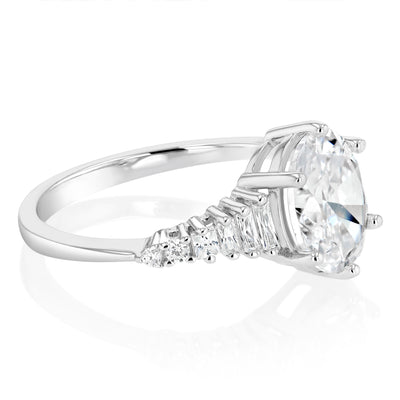 Sterling Silver Rhodium Plated White Cubic Zirconia Fancy Ring