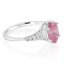 Load image into Gallery viewer, Sterling Silver Rhodium Plated White And Pink Cubic Zirconia Fancy Ring