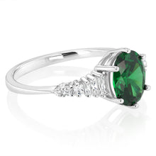 Load image into Gallery viewer, Sterling Silver Rhodium Plated White And Green Cubic Zirconia Ring
