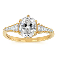 Load image into Gallery viewer, Sterling Silver Gold Plated Cubic Zirconia Fancy Ring