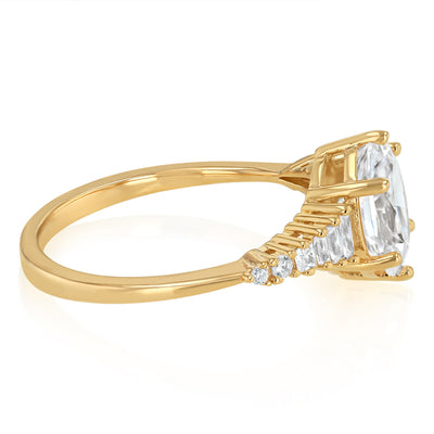 Sterling Silver Gold Plated Cubic Zirconia Fancy Ring