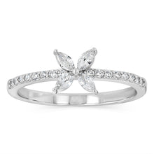 Load image into Gallery viewer, Sterling Silver White Cubic Zirconia Flower Fancy Ring