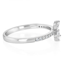 Load image into Gallery viewer, Sterling Silver White Cubic Zirconia Flower Fancy Ring