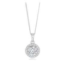 Load image into Gallery viewer, Sterling Silver Round White Cubic Zirconia Halo Pendant