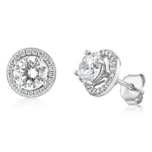 Load image into Gallery viewer, Sterling Silver Round White Cubic Zirconia Halo Stud Earrings