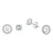 Load image into Gallery viewer, Sterling Silver Round White Cubic Zirconia Halo Stud Earrings