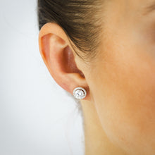 Load image into Gallery viewer, Sterling Silver Round White Cubic Zirconia Halo Stud Earrings