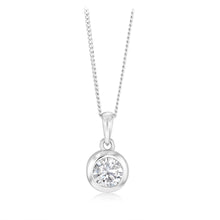 Load image into Gallery viewer, Sterling Silver Round Cubic Zirconia Bezel Set Pendant