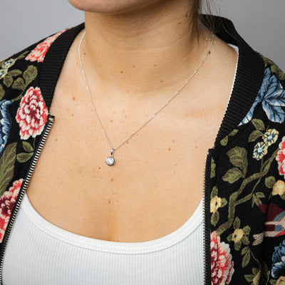 Sterling Silver Round Cubic Zirconia Bezel Set Pendant