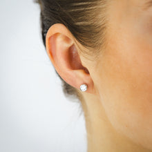 Load image into Gallery viewer, Sterling Silver Bezel Set Round White Cubic Zirconia Stud Earrings