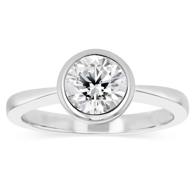 Sterling Silver Bezel Set Round White Cubic Zirconia Ring