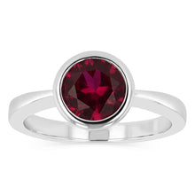 Load image into Gallery viewer, Sterling Silver Round Bezel Set Red Cubic Zirconia Ring