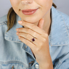 Load image into Gallery viewer, Sterling Silver Round Bezel Set Red Cubic Zirconia Ring