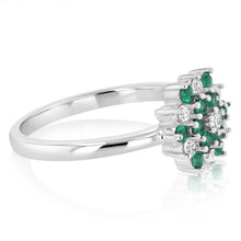 Load image into Gallery viewer, Sterling Silver White And Green Cubic Zirconia Fancy Flower Ring
