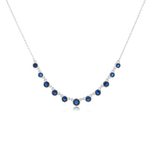 Load image into Gallery viewer, Sterling Silver Bezel Set Sapphire Blue Cubic Zirconia 40+5cm Chain