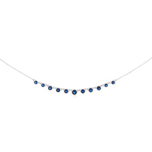 Load image into Gallery viewer, Sterling Silver Bezel Set Sapphire Blue Cubic Zirconia 40+5cm Chain