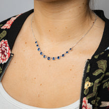 Load image into Gallery viewer, Sterling Silver Bezel Set Sapphire Blue Cubic Zirconia 40+5cm Chain