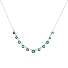 Load image into Gallery viewer, Sterling Silver Bezel Set Green Cubic Zirconia Charm 40+5cm Chain