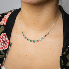 Load image into Gallery viewer, Sterling Silver Bezel Set Green Cubic Zirconia Charm 40+5cm Chain