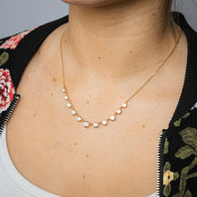 Load image into Gallery viewer, Sterling Silver Gold Plated Bezel Set White Cubic Zirconia Charm 40+5cm Chain