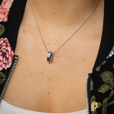 Sterling Silver Rhodium Plated Multicolour Cubic Zirconia Ring Pendant On Chain