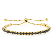 Load image into Gallery viewer, Sterling Silver Gold Plated Black Cubic Zirconia Adjustable Bracelet