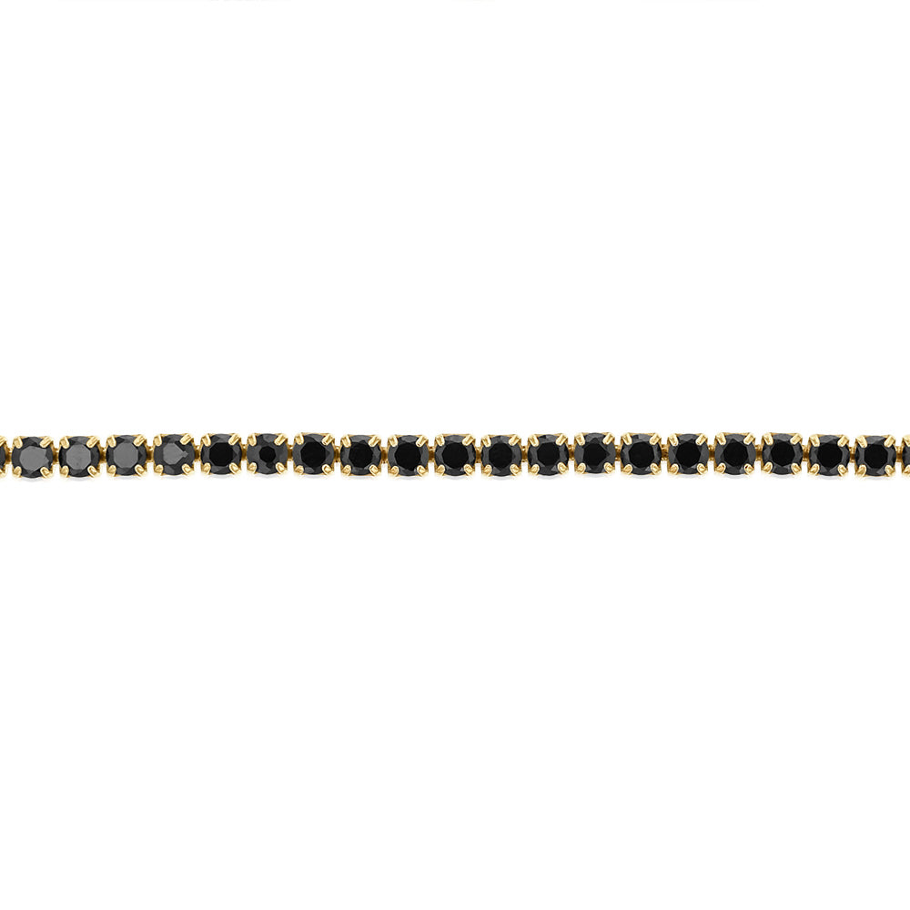 Sterling Silver Gold Plated Black Cubic Zirconia Adjustable Bracelet