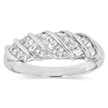 Load image into Gallery viewer, Sterling Silver Cubic Zirconia Stripped Fancy Ring