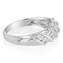 Load image into Gallery viewer, Sterling Silver Cubic Zirconia Stripped Fancy Ring