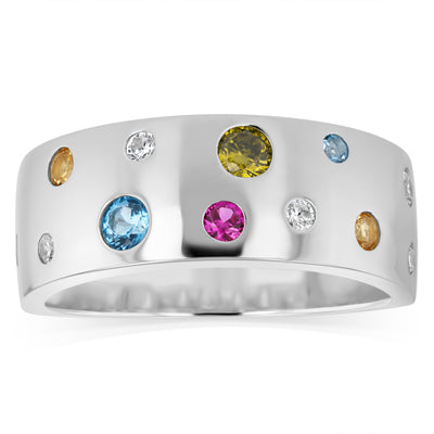 Sterling Silver Multicolour Cubic Zirconia Fancy Ring