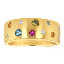 Load image into Gallery viewer, Sterling Silver Gold Plated Multicolour Cubic Zirconia Fancy Ring