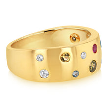 Load image into Gallery viewer, Sterling Silver Gold Plated Multicolour Cubic Zirconia Fancy Ring