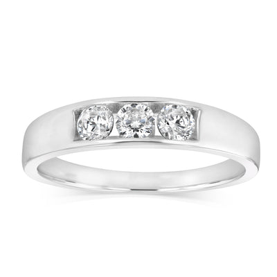 Sterling Silver White Cubic Zirconia Channel Ring